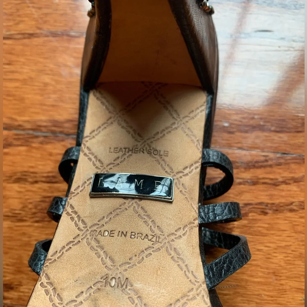 L.A.M.B. Shoes Lamb Gwen Stefani Studded Dale Black Platform Strappy Stilettos